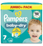 Pampers size 7 Baby-Dry nappies 17kg 58s
