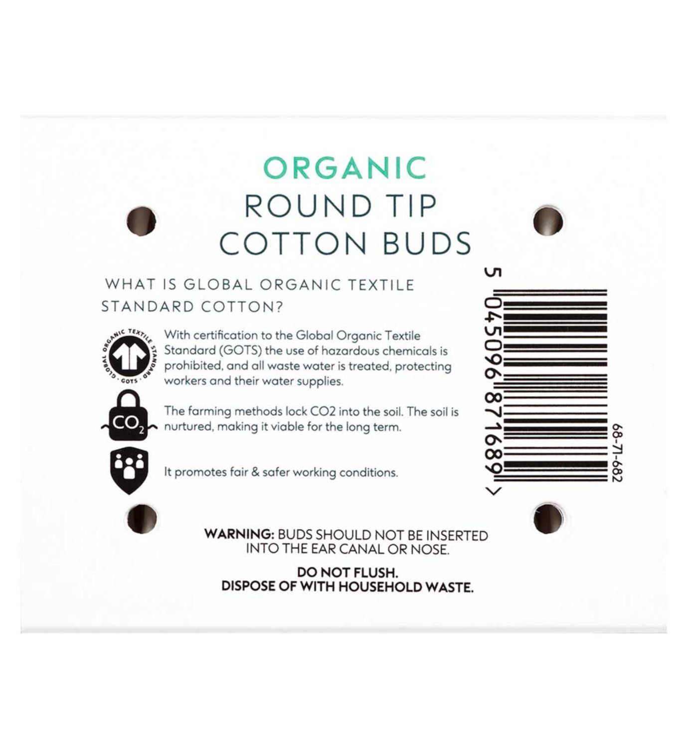 Boots organic cotton buds round tip 200 buds - British product