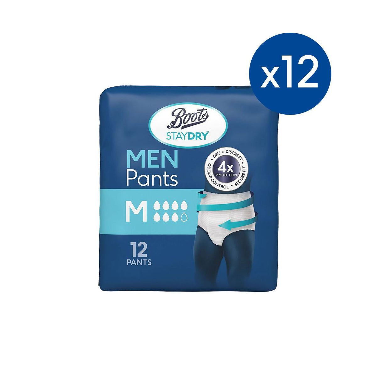 Boots Staydry Men's Incontinence Pants Medium 144 Count - British product