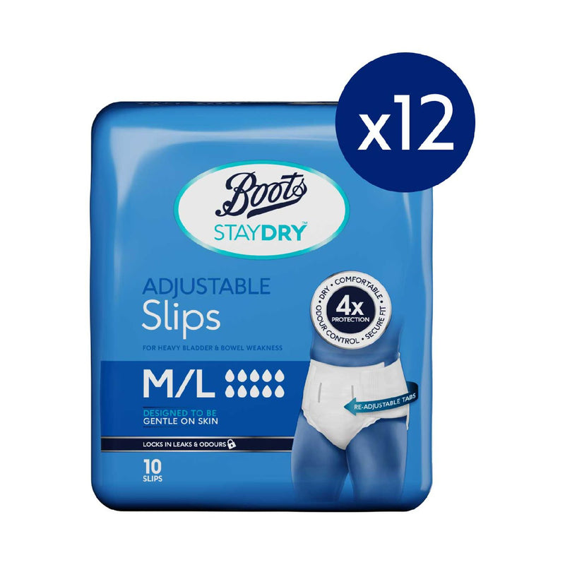 Boots Staydry slip M/L 12 pack bundle - British product