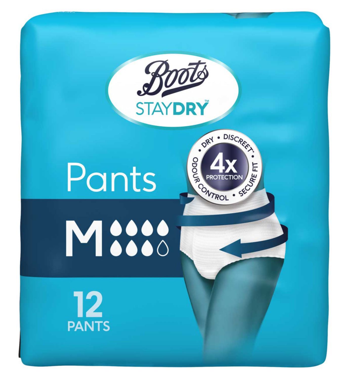 Boots Staydry incontinence pants medium 144 pack - British product