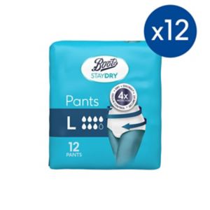 Boots Staydry incontinence pants large 144 count - British product