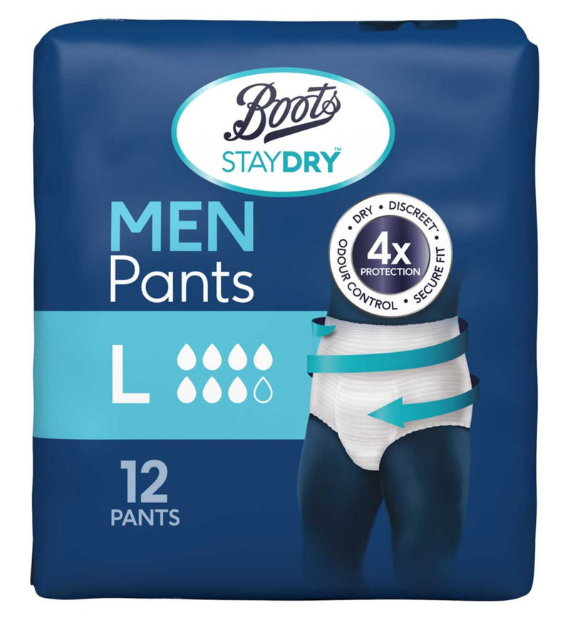 Boots Staydry Men Incontinence Pants Large 12 Pack - British product