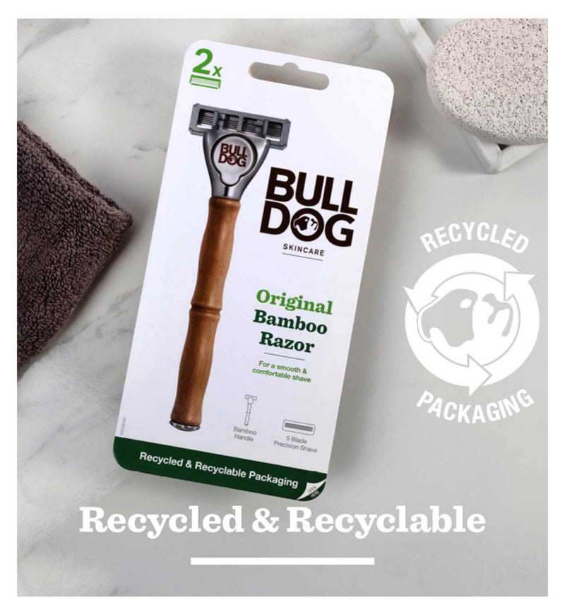 Bulldog Skincare bamboo razor handle with 2 refills - British product