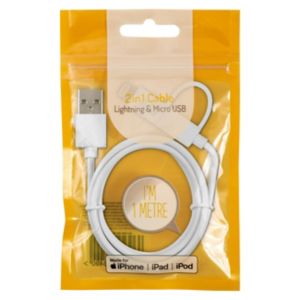 CBL Dual Micro USB Lightning Cable 1.2m - British product