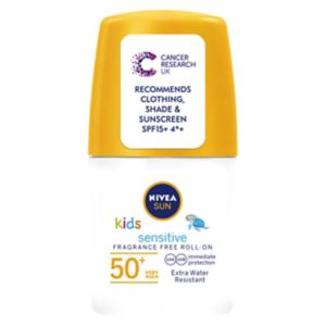 NIVEA Kids Sensitive Sun Cream Roll-on SPF50+ 50ml imported from the UK