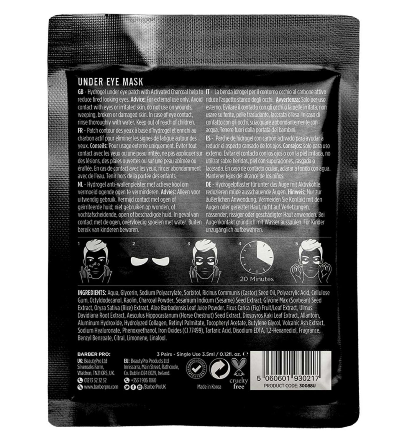 Barber Pro Under Eye Mask Activated Charcoal Volcanic Ash - British product