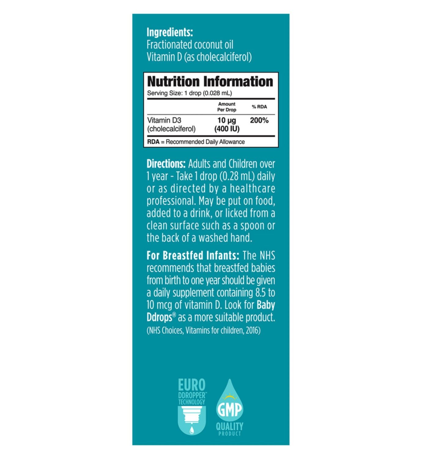 Ddrops One Liquid Vitamin D3 10g - British product