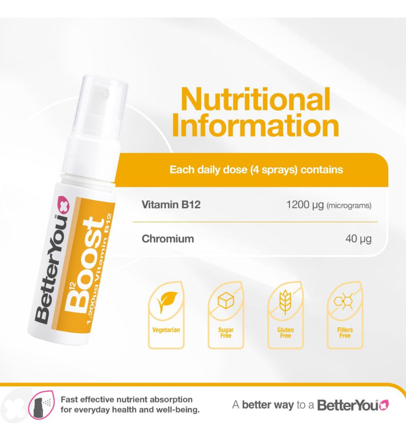 BetterYou Vitamin B12 oral spray 25ml - British product