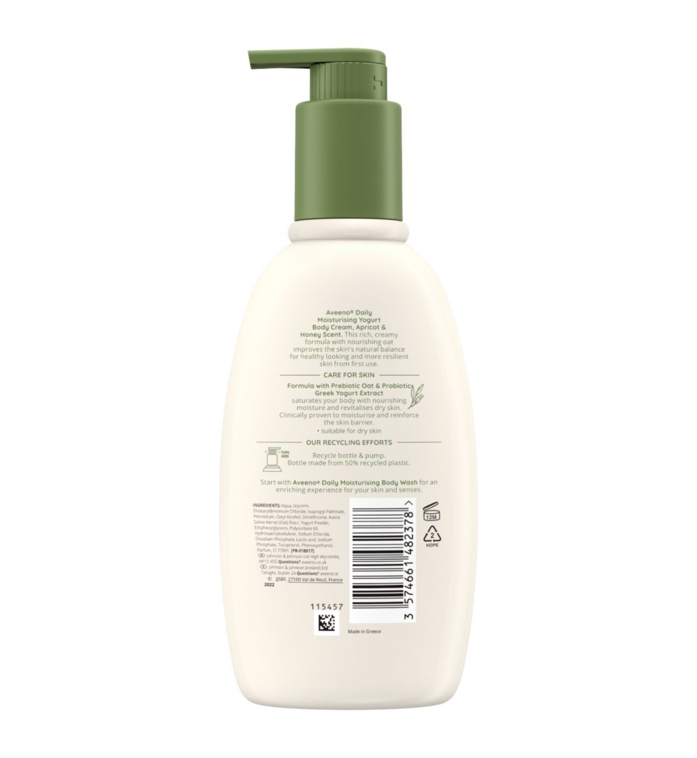 Aveeno Daily Yogurt Body Cream Apricot Honey 300ml - British product