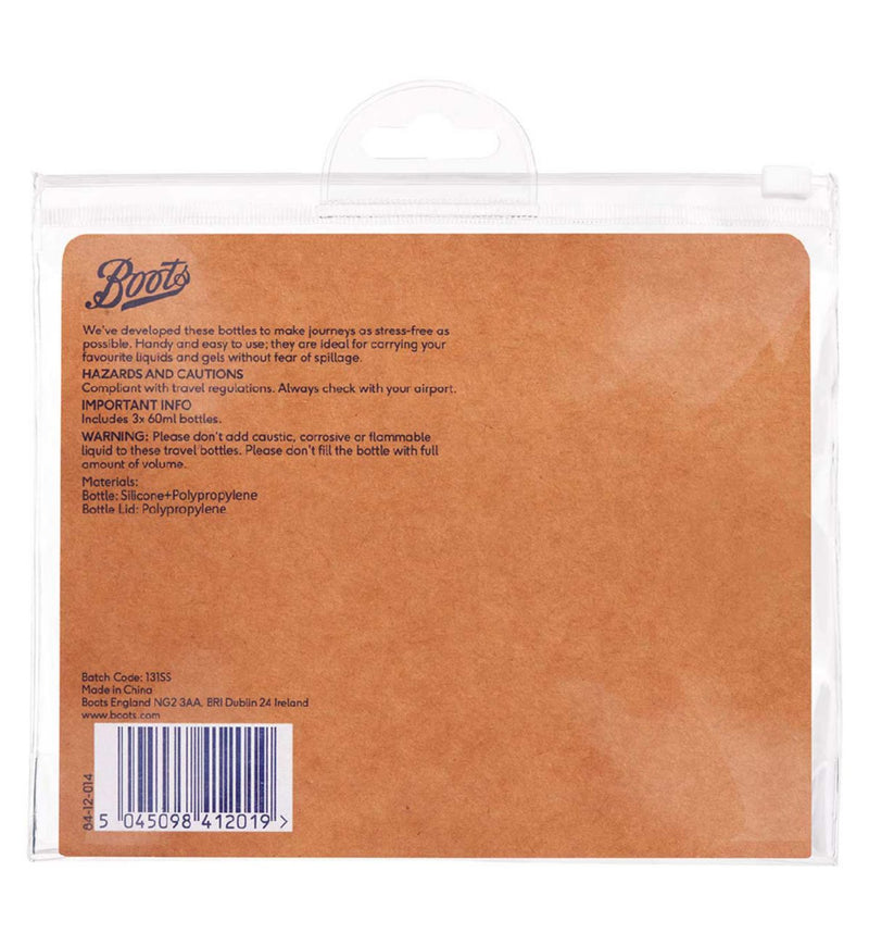 Boots travel squeezy bottles set of 3 - British product
