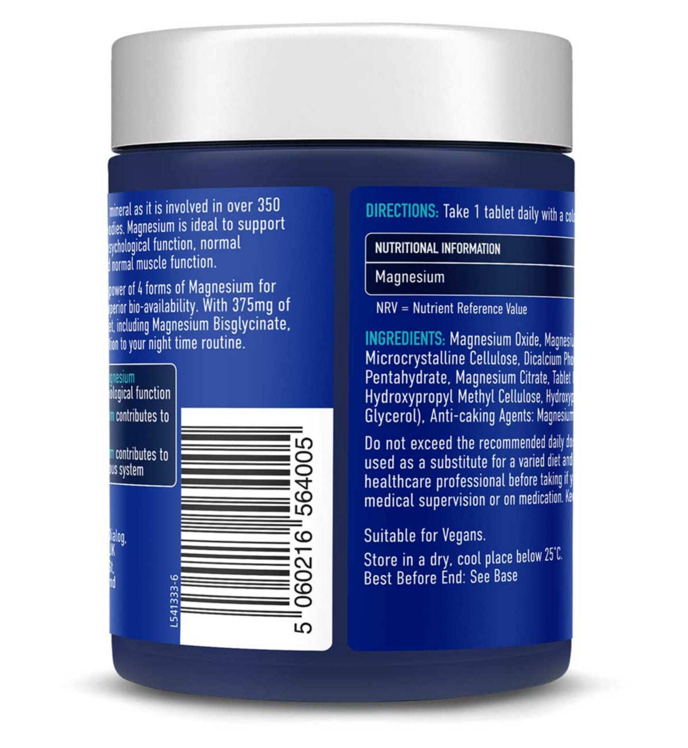 Bioglan Active Magnesium supplement tablets 120 count - British product