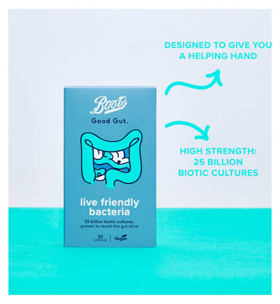 Capsules Probiotiques Bon Gut aux bactéries vivantes amies Boots