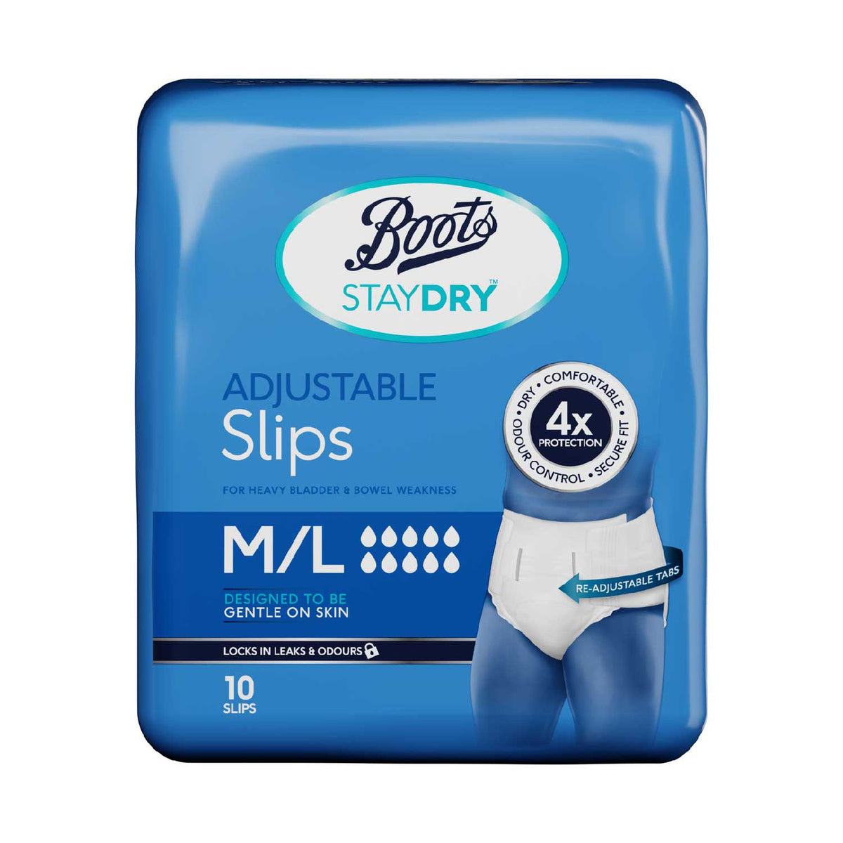 Boots Staydry Adjustable Incontinence Slips With Tape Fixation - British product