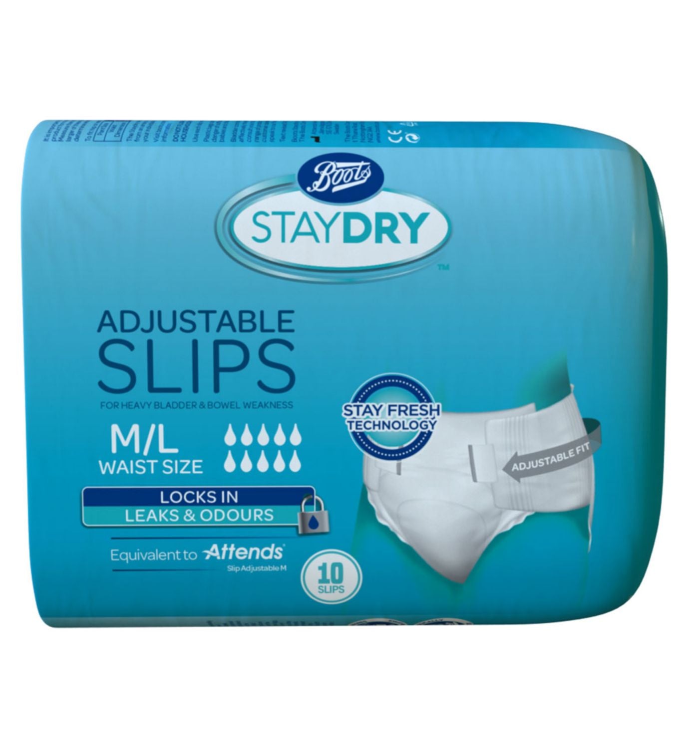 Boots Staydry Adjustable Incontinence Slips With Tape Fixation - British product