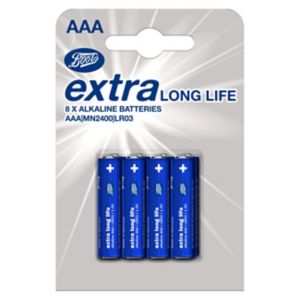 Boots extra lasting AAA batteries 8 pack - British product