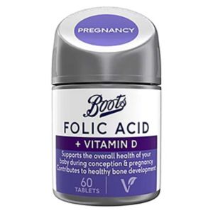 Boots Folic Acid Plus Vitamin D Supplement 60 Tablets