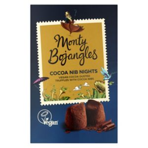 Monty Bojangles Cocoa Nib Nights Treasure Box vegan truffles 180g, imported from the UK