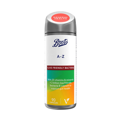 Boots A-Z Multivitamin + Live Friendly Bacteria 90 Capsules