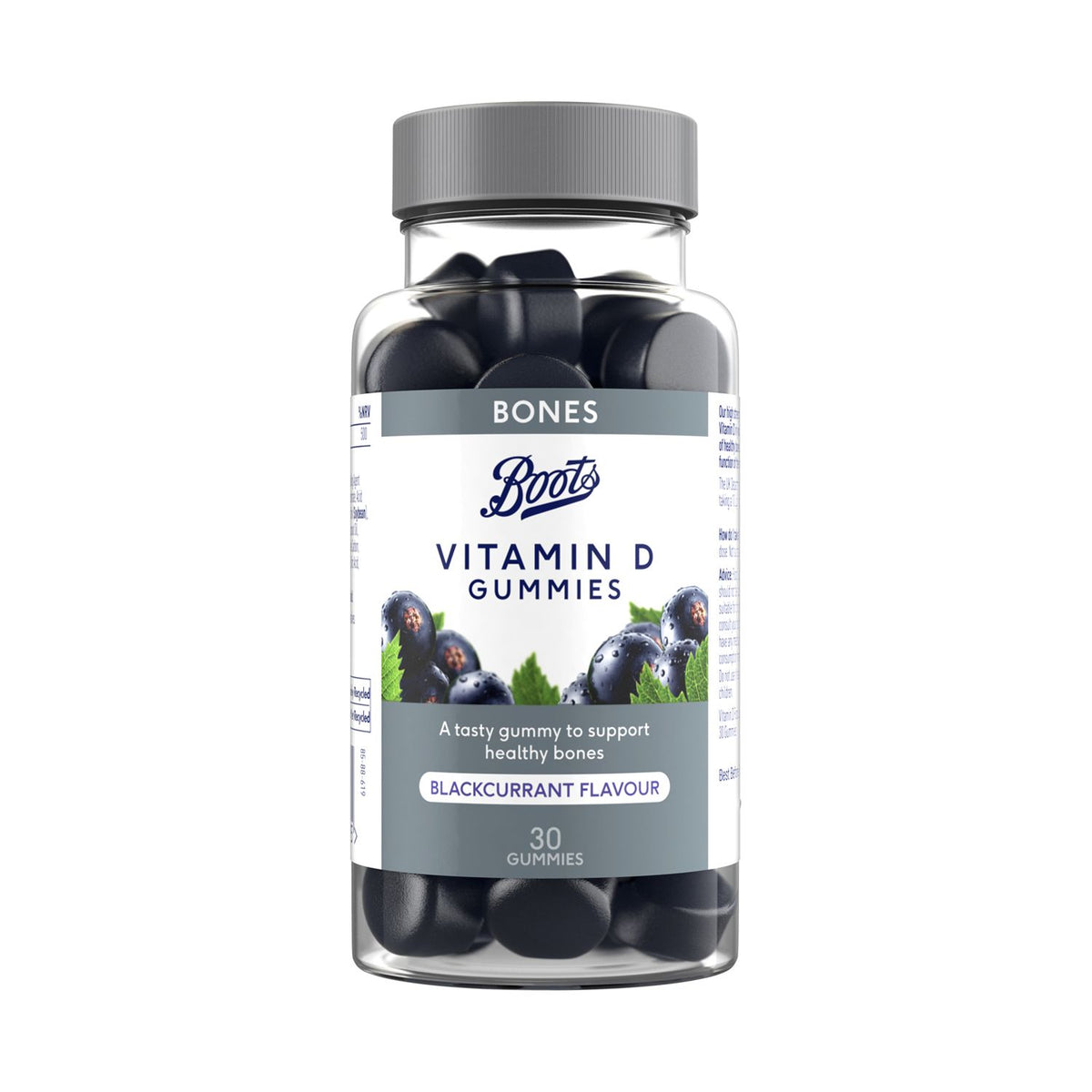 Boots Vitamin D gummies blackcurrant flavour 30 count, UK version