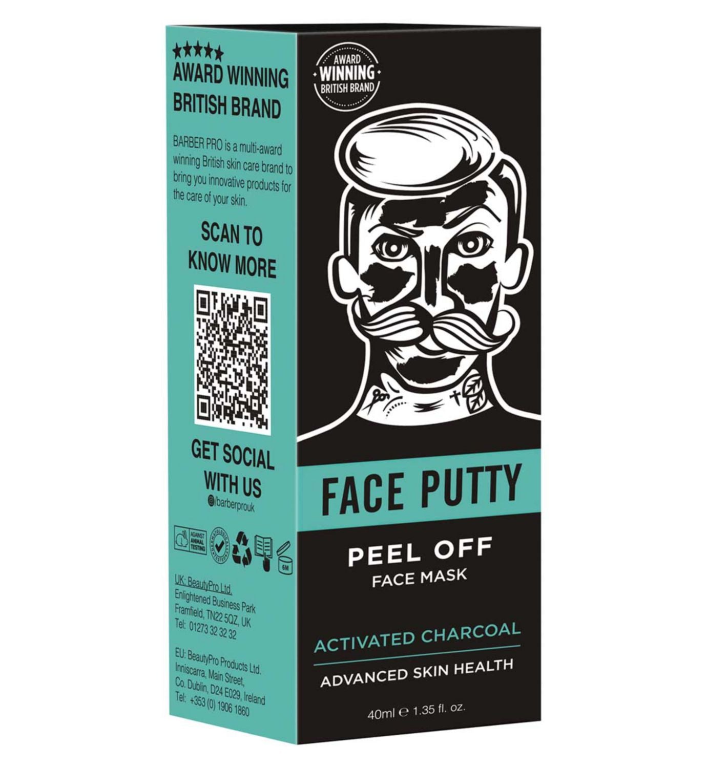 Barber Pro Face Putty 40ml Peel Off Mask - British product