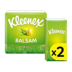 Kleenex Balsam Ansiktstørkepapir 2-pakning med Aloe Vera & Vitamin E