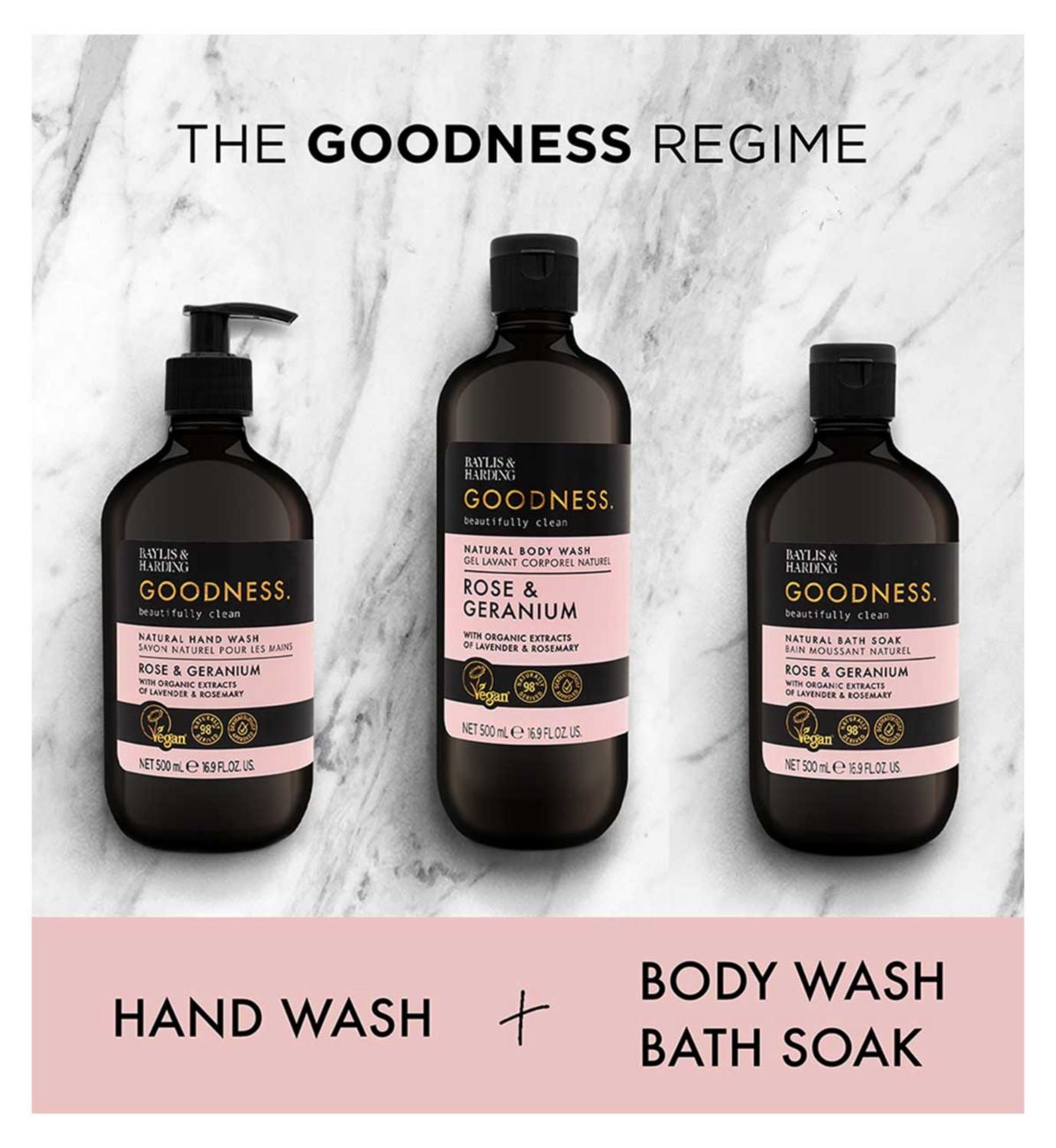 Baylis & Harding Rose & Geranium Bath Soak 500ml (British brand)