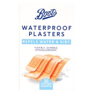 Boots waterproof plasters 20 pack assorted sizes - British product