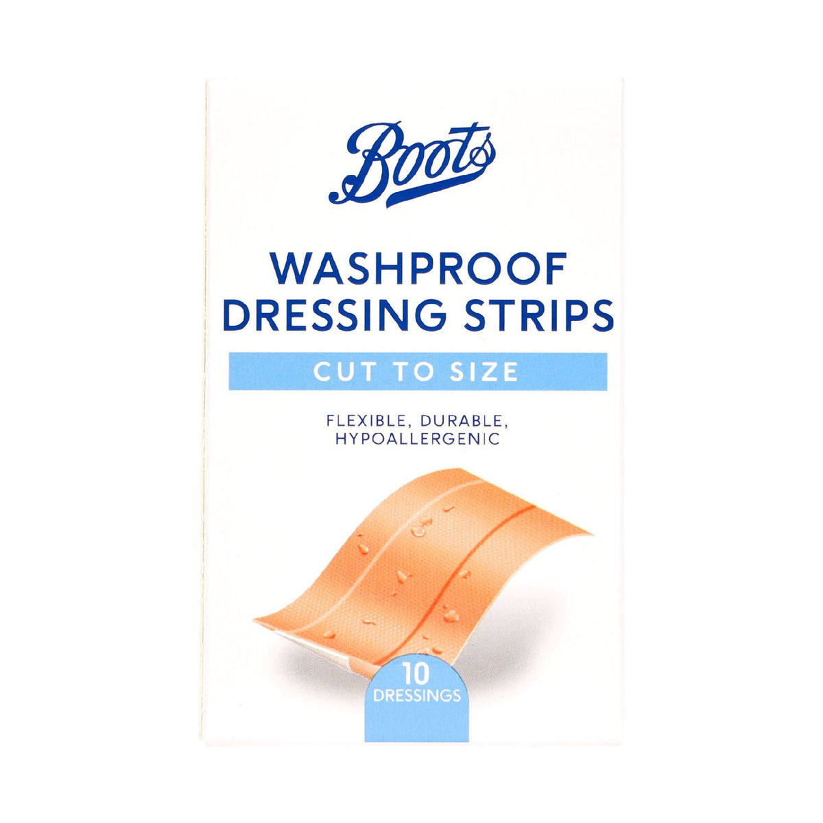 Boots Cut To Size Washproof Dressing Strips 10 Pack - British product