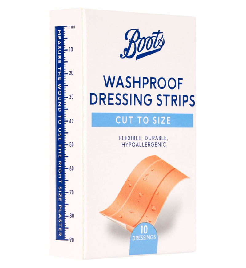 Boots Cut To Size Washproof Dressing Strips 10 Pack - British product