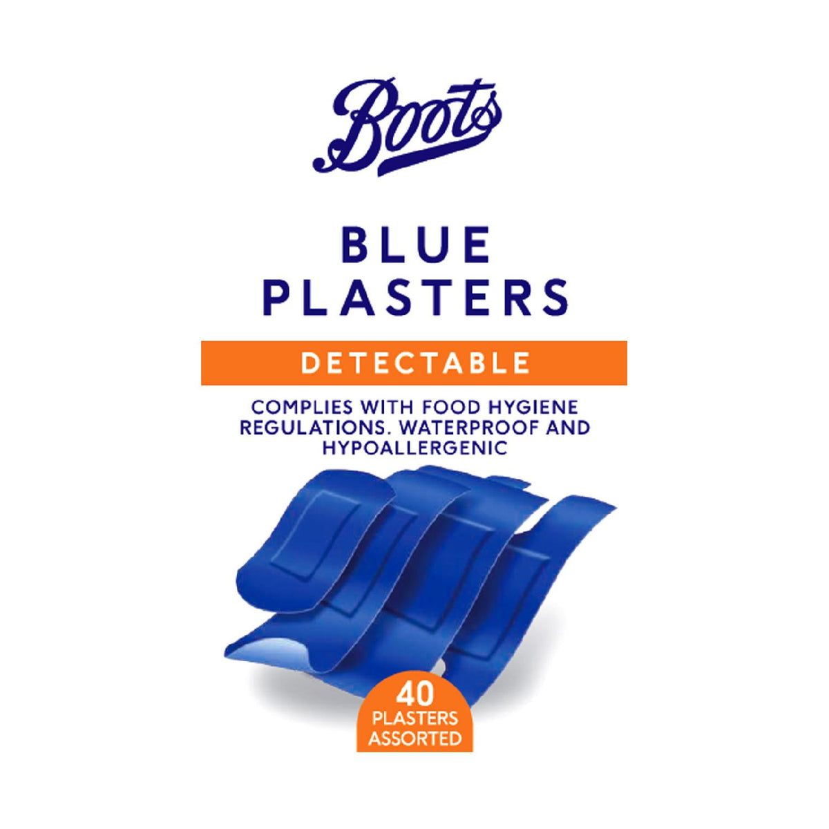 Boots Detectable Blue Plasters 40 Pack - British product