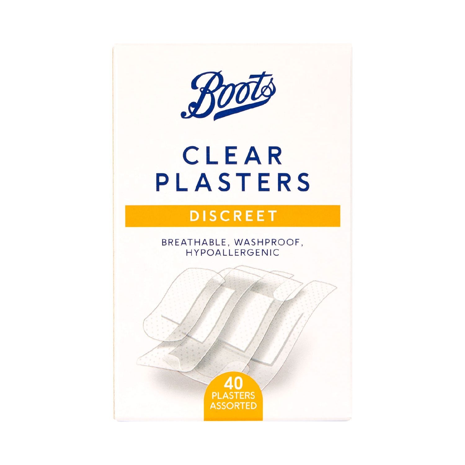 Boots Discreet Clear Plasters 40 Pack Multipack, UK version