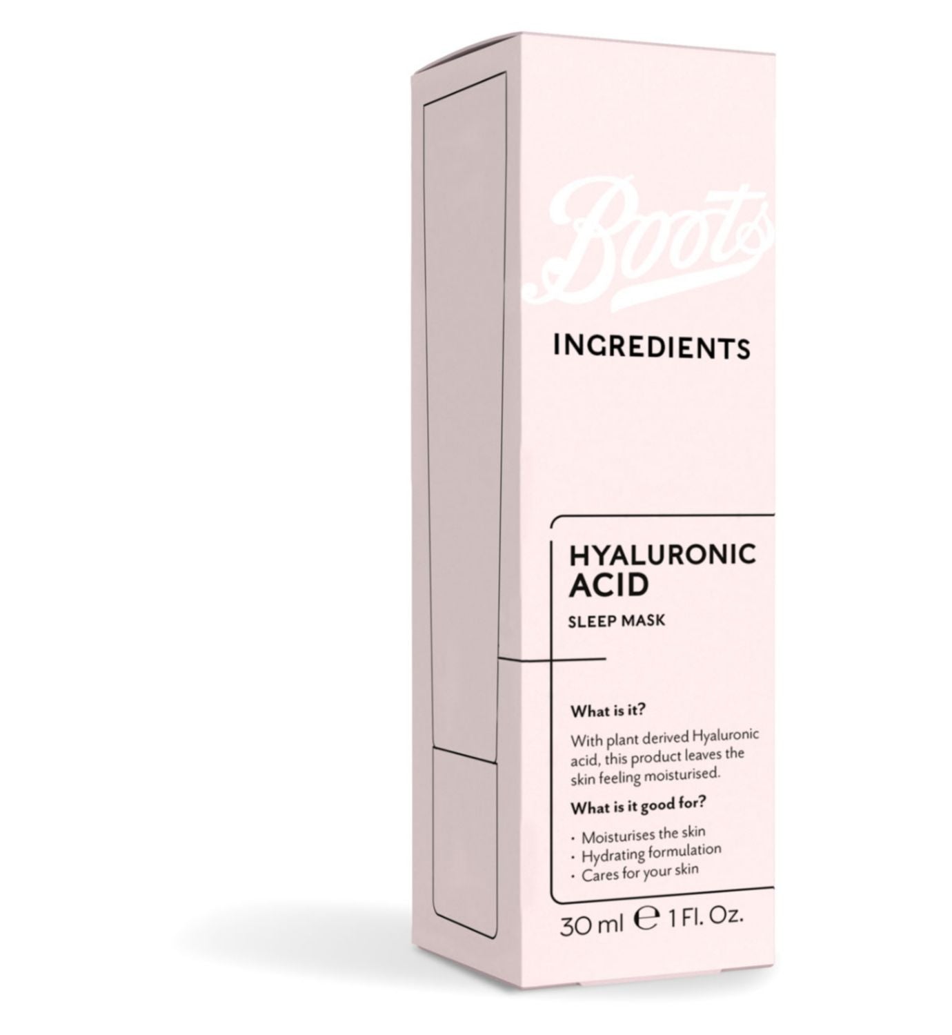 Boots Ingredients Hyaluronic Acid Sleep Mask 30ml, UK version