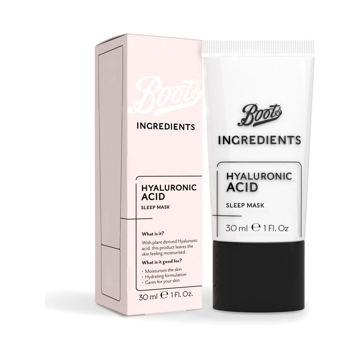 Boots Ingredients Hyaluronic Acid Sleep Mask 30ml, UK version