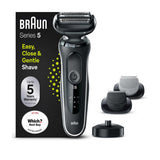 Braun Series 5 Electric Shaver with Charging Stand and 2 Easy Click Attachments - White 50-W4650cs