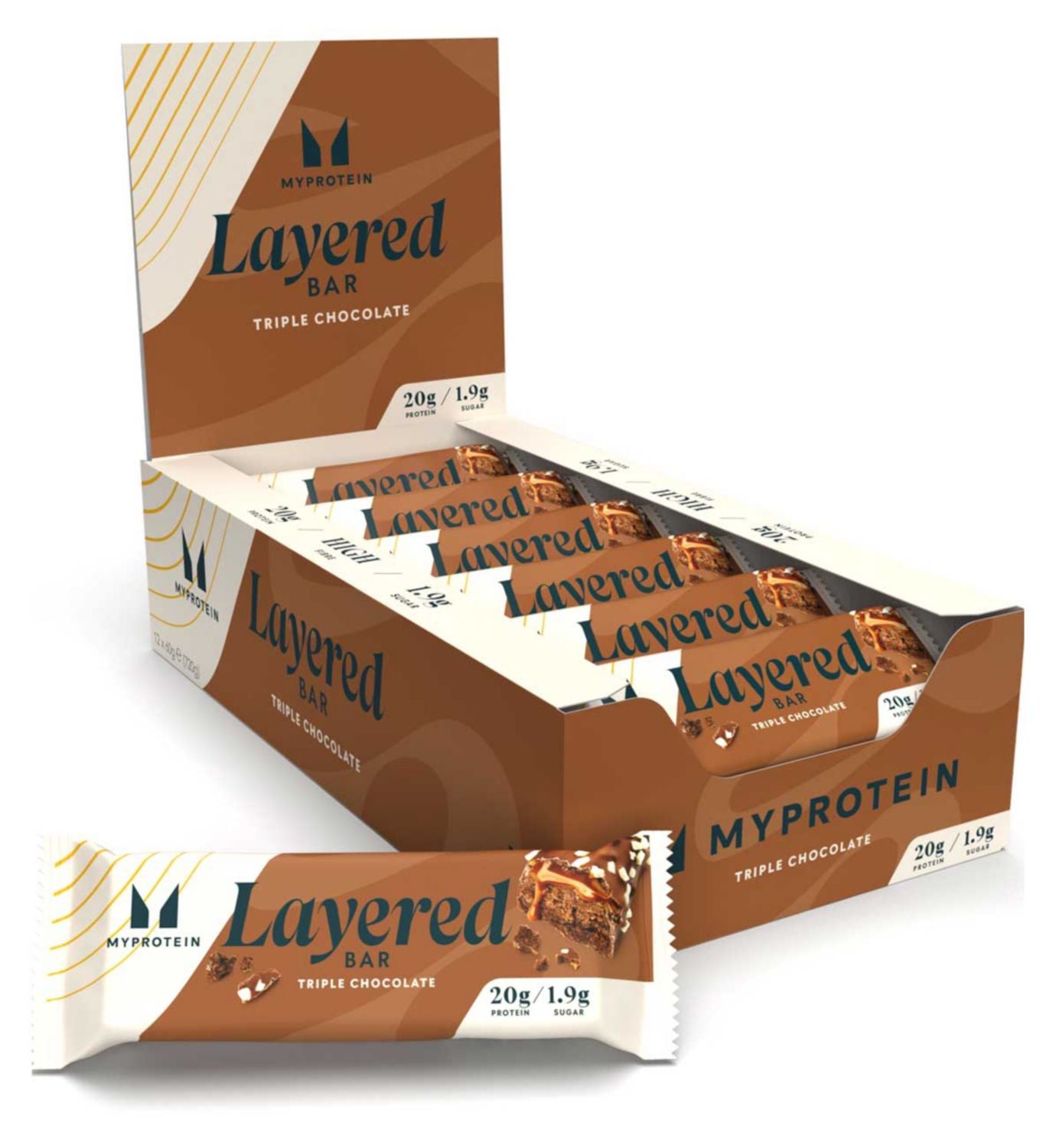 Myprotein Layered Protein Bar Triple Chocolate 60g, imported from the UK