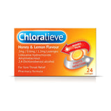 Chloralieve Honey & Lemon Flavour 2mg / 0.6mg / 1.2mg Lozenges 24s Lozenges 24s
