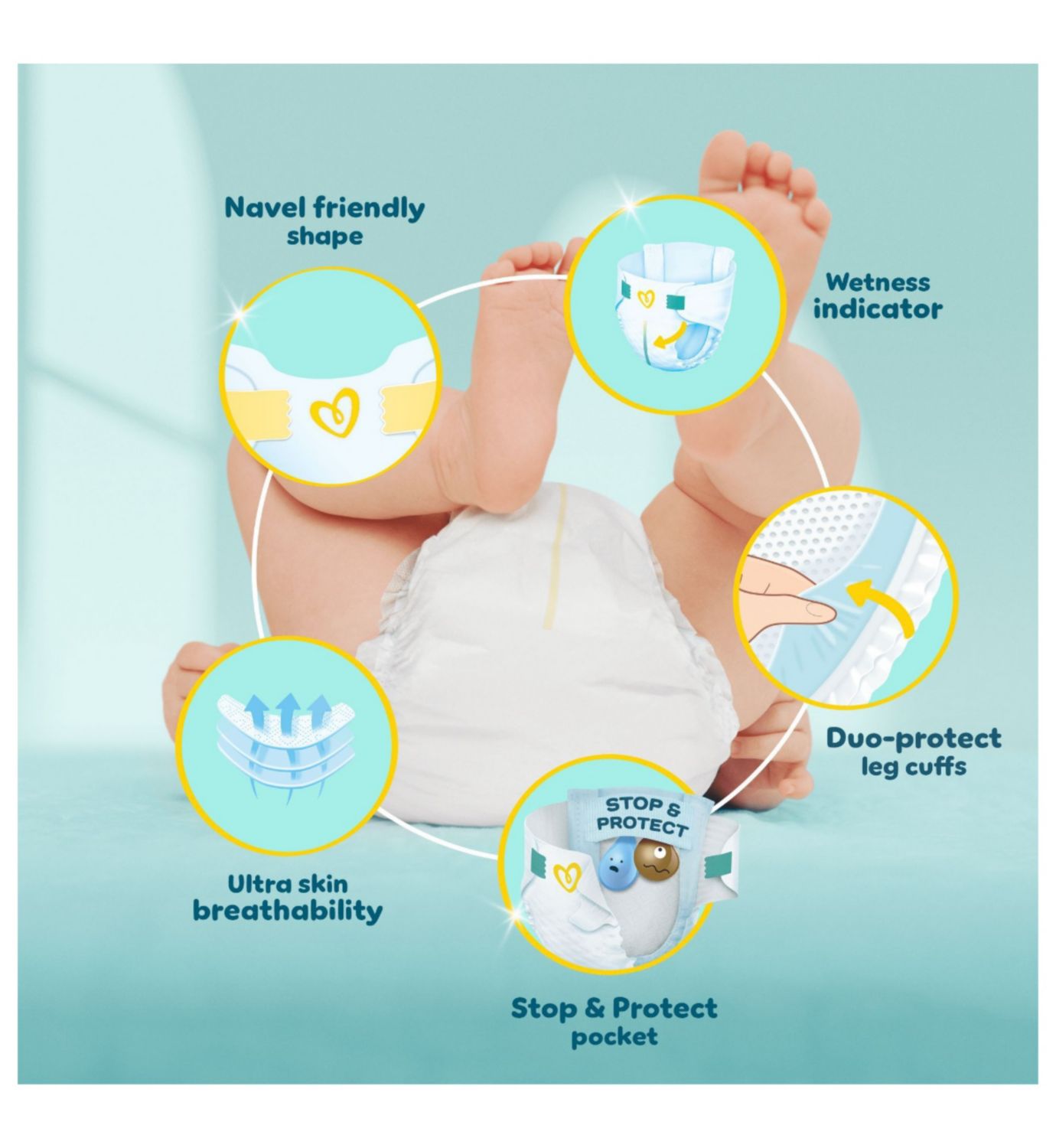 Pampers Premium Protection New Baby nappies size 1 80 count, imported from the UK