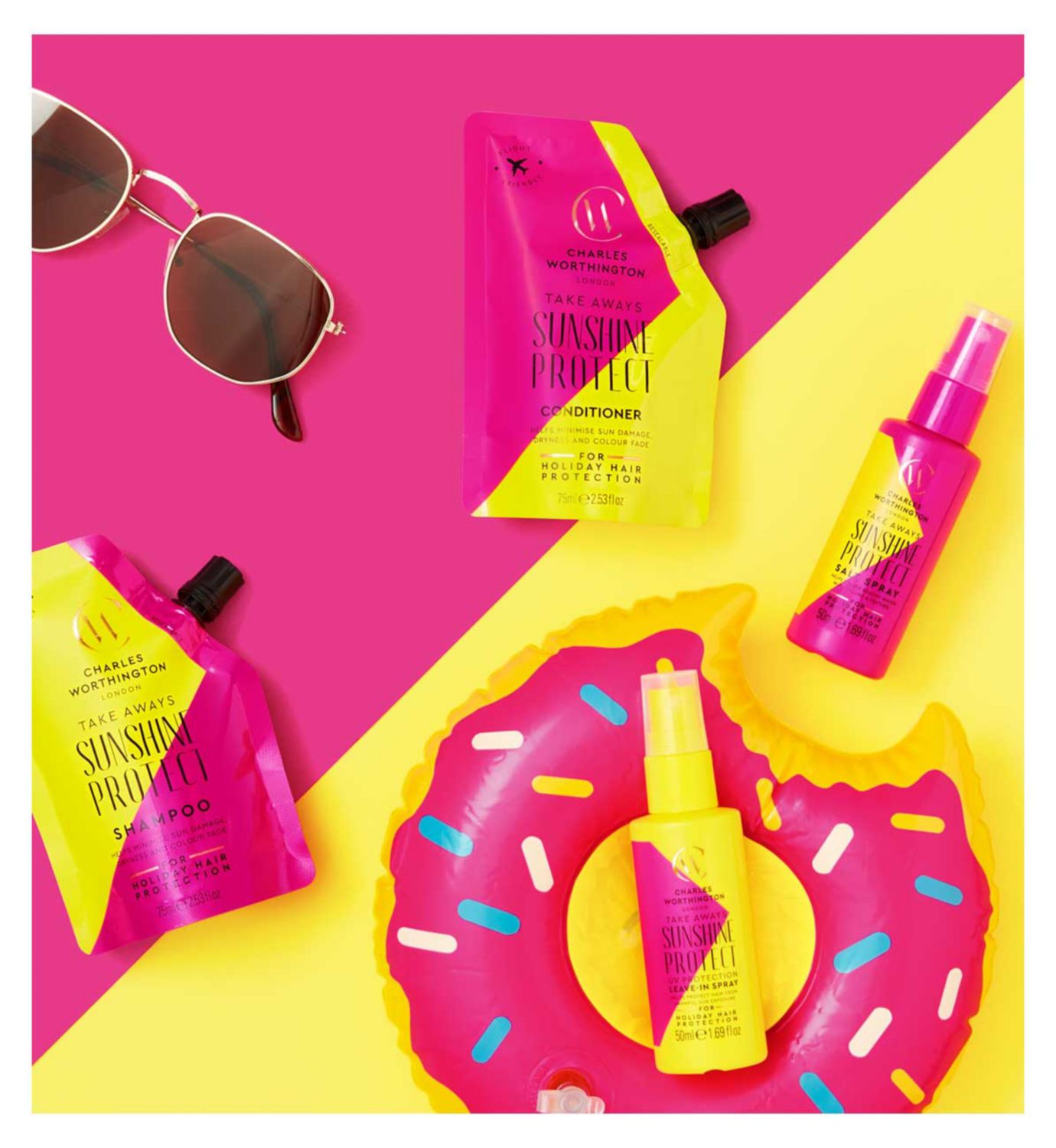 Charles Worthington sunshine UV protection leave-in spray 50ml - British product