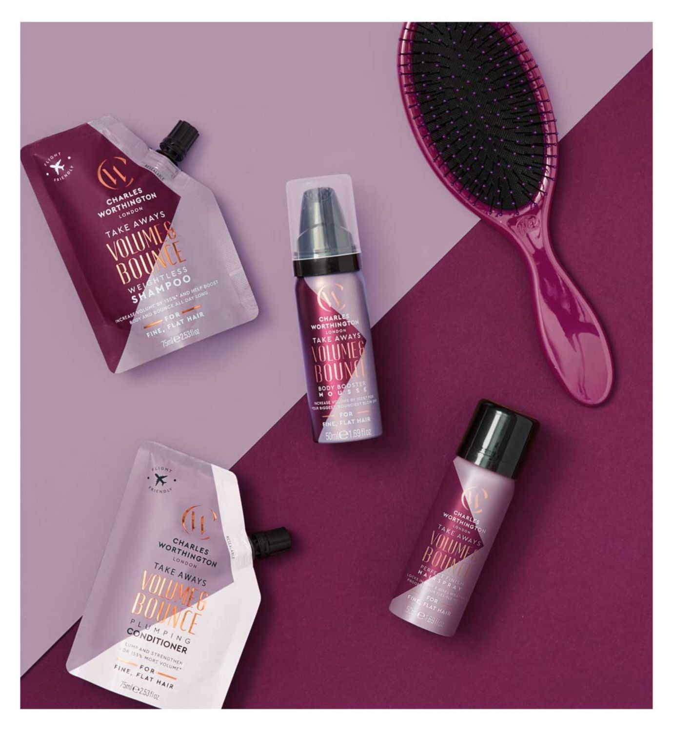 Charles Worthington Volume and Bounce hairspray 50ml - British product
