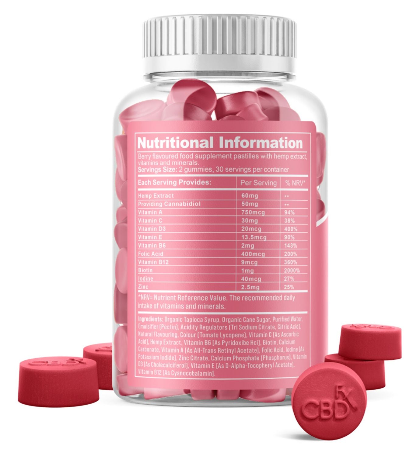 CBDFx Women's Multivitamin Gummies 1500mg CBD 60 gummies, imported from the UK