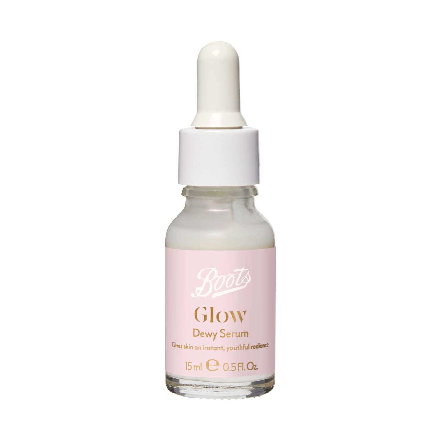 Boots Glow Dewy facial serum bottle 15ml - British product
