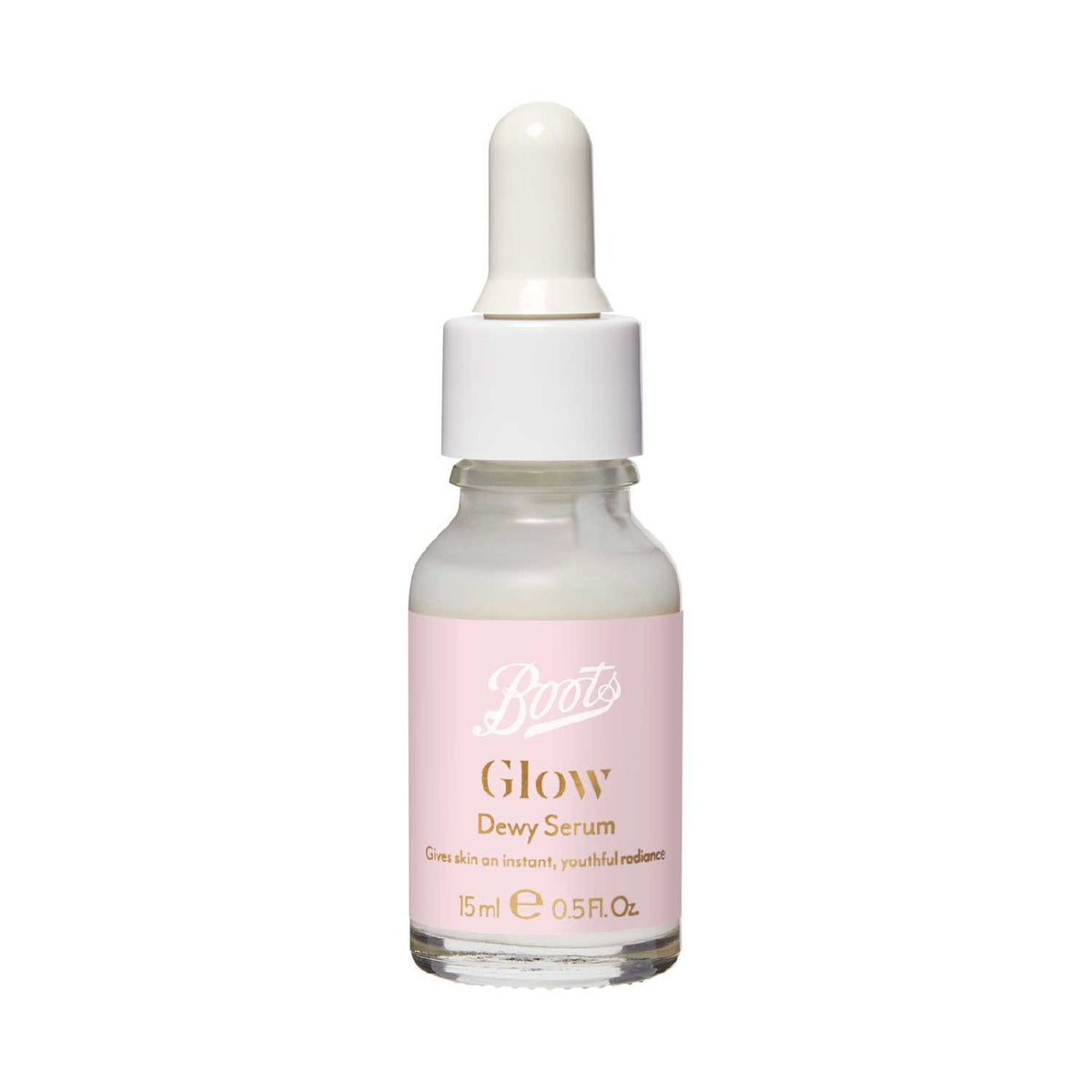 Boots Glow Dewy facial serum bottle 15ml - British product