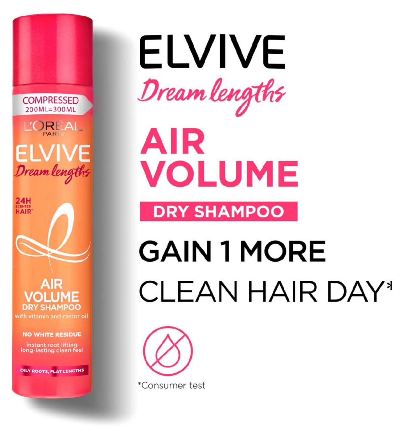 L'Oreal Paris Elvive Dream Lengths dry shampoo 200ml, UK version