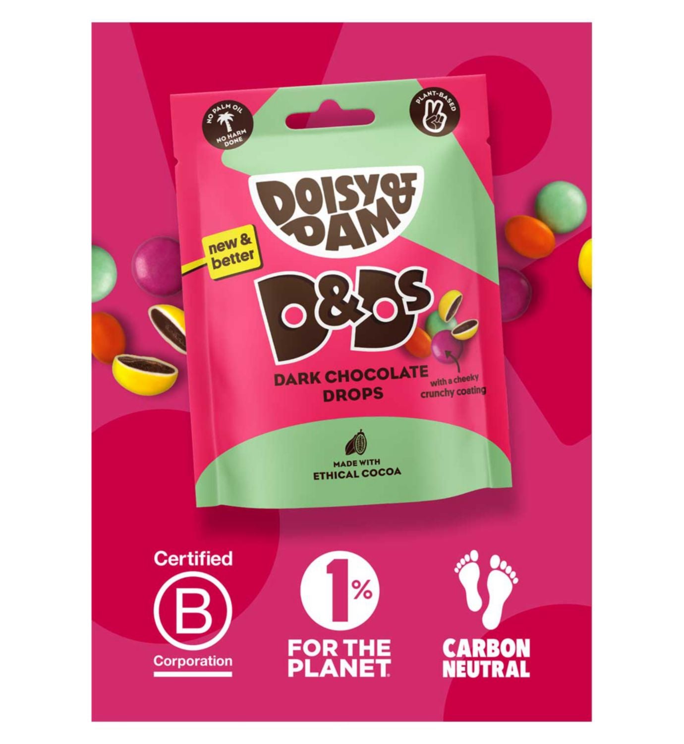Doisy & Dam dark chocolate drops 80g - British product