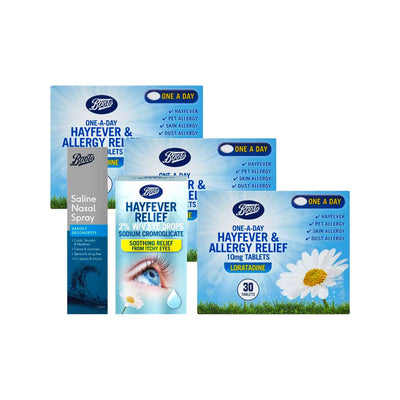 Boots Hayfever and Allergy Relief Bundle Tablets Nasal Spray Eye Drops