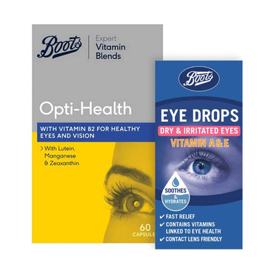 Boots Vitamin & Eyecare Bundle Eye Supplements & Drops 30 Days 15ml