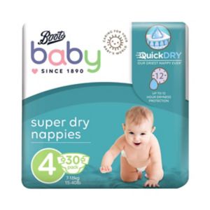 Boots Baby nappies size 4 maxi 30 pack - British product