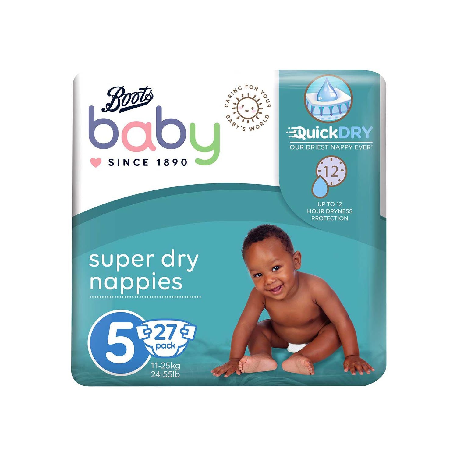 Boots Baby Junior Nappies Super Dry Size 5 27s - British product