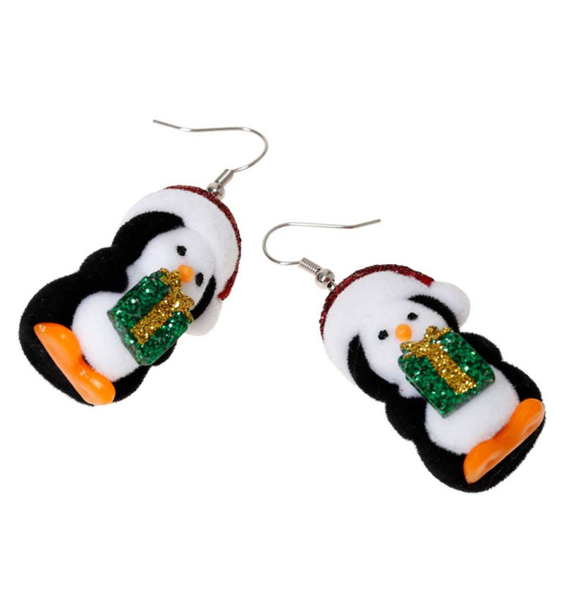 Penguin flocked drop earring (British brand)